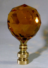 Load image into Gallery viewer, CRYSTAL FACETED BALL-Lamp Finial-Lite Amber, Polished Brass Finish