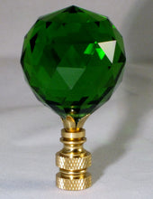 Load image into Gallery viewer, CRYSTAL FACETED BALL-Lamp Finial-Green, Polished Brass Finish