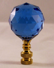 Load image into Gallery viewer, CRYSTAL FACETED BALL-Lamp Finial-Sky Blue, Polished Brass Finish