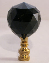 Load image into Gallery viewer, CRYSTAL FACETED BALL-Lamp Finial-Black, Polished Brass Finish