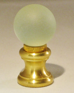 GLASS ORB-Lamp Finial-Frosted, Polished Brass Finish, Dual Thread
