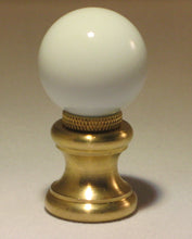 Load image into Gallery viewer, GLASS ORB-Lamp Finial-Gloss White, Polished Brass Finish, Dual Thread