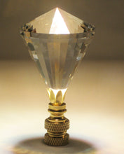 Load image into Gallery viewer, CRYSTAL DIAMOND-Lamp Finial-Clear, Polished Brass Finish