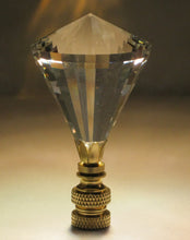 Load image into Gallery viewer, CRYSTAL DIAMOND-Lamp Finial-Clear, Polished Brass Finish