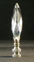 Load image into Gallery viewer, GLASS FACETED ALMOND-Lamp Finial-Clear, Satin Nickle Finish