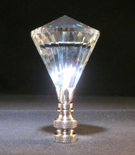 Load image into Gallery viewer, CRYSTAL DIAMOND-Lamp Finial-Clear, Satin Nickel Finish