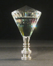 Load image into Gallery viewer, CRYSTAL DIAMOND-Lamp Finial-Clear, Satin Nickel Finish