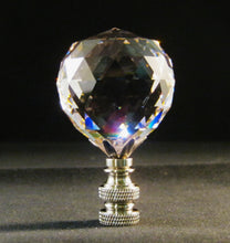 Load image into Gallery viewer, CRYSTAL FACETED BALL-Lamp Finial-Pink, Satin Nickel Finish