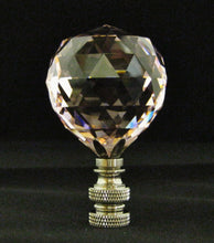 Load image into Gallery viewer, CRYSTAL FACETED BALL-Lamp Finial-Pink, Satin Nickel Finish