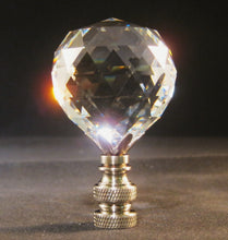 Load image into Gallery viewer, CRYSTAL FACETED BALL-Lamp Finial-Clear, Satin Nickel Finish