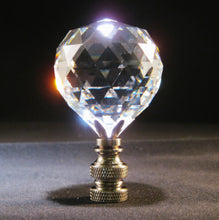 Load image into Gallery viewer, CRYSTAL FACETED BALL-Lamp Finial-Clear, Satin Nickel Finish