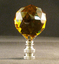 Load image into Gallery viewer, CRYSTAL FACETED BALL-Lamp Finial-Dark Amber, Satin Nickel Finish