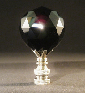 CRYSTAL FACETED BALL-Lamp Finial-Black, Satin Nickel Finish