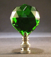 Load image into Gallery viewer, CRYSTAL FACETED BALL-Lamp Finial-Green, Satin Nickel Finish