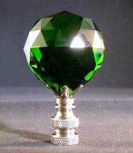 Load image into Gallery viewer, CRYSTAL FACETED BALL-Lamp Finial-Green, Satin Nickel Finish