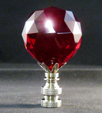 Load image into Gallery viewer, CRYSTAL FACETED BALL-Lamp Finial-Red, Satin Nickel Finish