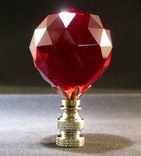 Load image into Gallery viewer, CRYSTAL FACETED BALL-Lamp Finial-Red, Satin Nickel Finish
