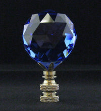 Load image into Gallery viewer, CRYSTAL FACETED BALL-Lamp Finial-Sky Blue, Satin Nickel Finish