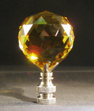 Load image into Gallery viewer, CRYSTAL FACETED BALL-Lamp Finial-Lite Amber, Satin Nickel Finish