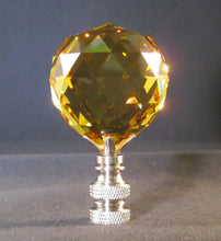 Load image into Gallery viewer, CRYSTAL FACETED BALL-Lamp Finial-Lite Amber, Satin Nickel Finish