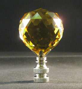 CRYSTAL FACETED BALL-Lamp Finial-Lite Amber, Satin Nickel Finish