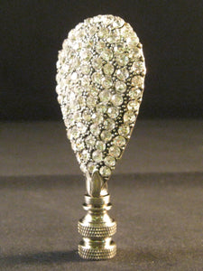 GLITTERING DROP Rhinestone Lamp Finial-Antique Silver Finish