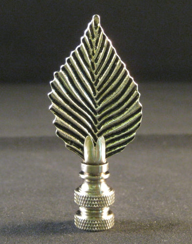 LEAF Cast Metal Lamp Finial-Antique Silver Finish