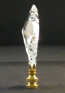 CRYSTAL MAPLE LEAF-Lamp Finial-Large-Clear, Polished Brass Finish