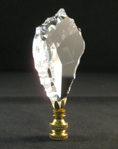 CRYSTAL MAPLE LEAF-Lamp Finial-Large-Clear, Polished Brass Finish