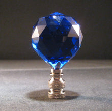 Load image into Gallery viewer, CRYSTAL FACETED BALL-Lamp Finial-Dark Blue, Satin Nickel Finish