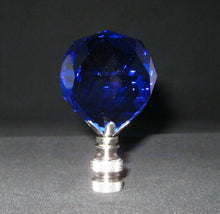 Load image into Gallery viewer, CRYSTAL FACETED BALL-Lamp Finial-Dark Blue, Satin Nickel Finish