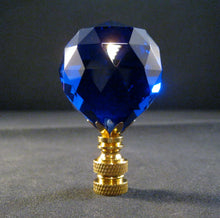 Load image into Gallery viewer, CRYSTAL FACETED BALL-Lamp Finial-Dark Blue, Polished Brass Finish