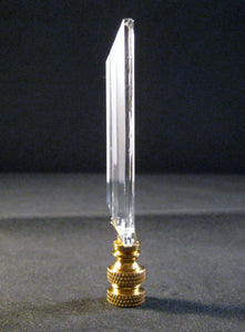 CRYSTAL ELONGATED PRISM-Lamp Finial-Clear, Polished Brass Finish