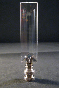CRYSTAL ELONGATED PRISM-Lamp Finial-Clear, Satin Nickel Finish