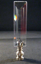 Load image into Gallery viewer, CRYSTAL ELONGATED PRISM-Lamp Finial-Clear, Satin Nickel Finish