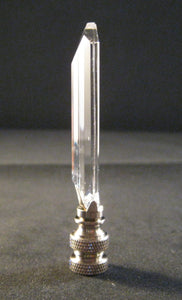 CRYSTAL POINTED PRISM-Lamp Finial-Clear, Satin Nickel Finish