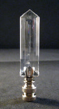 Load image into Gallery viewer, CRYSTAL POINTED PRISM-Lamp Finial-Clear, Satin Nickel Finish