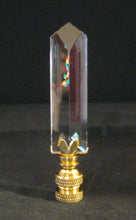 Load image into Gallery viewer, CRYSTAL POINTED PRISM-Lamp Finial-Clear, Polished Brass Finish