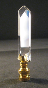 CRYSTAL POINTED PRISM-Lamp Finial-Clear, Polished Brass Finish