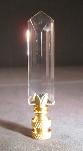 CRYSTAL POINTED PRISM-Lamp Finial-Clear, Polished Brass Finish