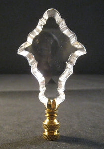 GLASS FRENCH PENDALOGUE-Lamp Finial-Clear, Polished Brass Finish
