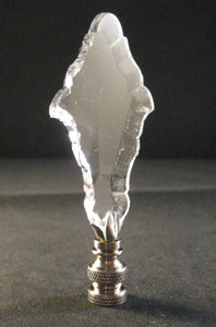 GLASS FRENCH PENDALOGUE-Lamp Finial-Clear, Satin Nickle Finish