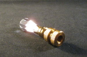 GLASS SPEAR-Lamp Finial-Mini-Clear, Polished Brass Finish