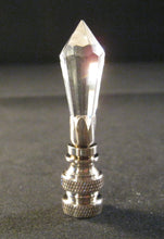 Load image into Gallery viewer, GLASS SPEAR-Lamp Finial-Mini-Clear, Satin Nickel Finish