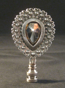 RHINESTONE DROP Lamp Finial-Large-Antique Silver Finish