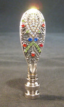 Load image into Gallery viewer, SMALL GLITTERING DROP Colored Rhinestone Lamp Finial-Antique Silver Finish