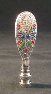 SMALL GLITTERING DROP Colored Rhinestone Lamp Finial-Antique Silver Finish