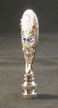 Load image into Gallery viewer, SMALL GLITTERING DROP Colored Rhinestone Lamp Finial-Antique Silver Finish