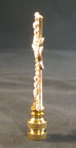 PATONCE CROSS Clear Rhinestone Lamp Finial-Gold, Polished Brass Base