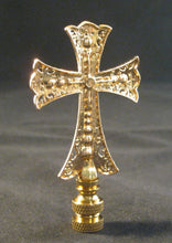 Load image into Gallery viewer, PATONCE CROSS Clear Rhinestone Lamp Finial-Gold, Polished Brass Base